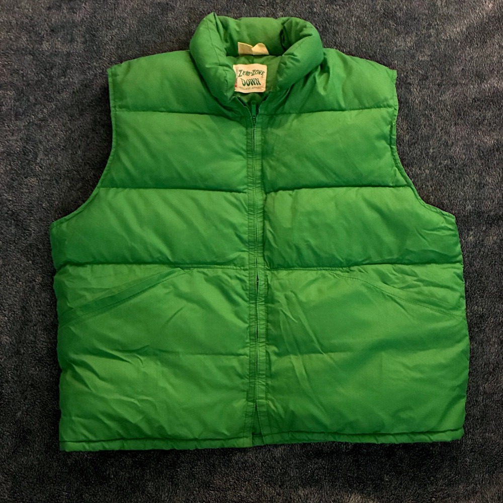 Vtg Zero-Zone Down Puffer Vest Mens Large Green Gorpcore Puffy Quilted Layer